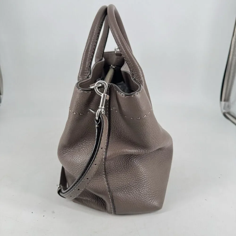 Tory Burch McGraw Brown Leather 2-Way Tote Crossbody Shoulder Bag